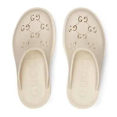 Gucci white Ladies' hollowed out G platform slippers