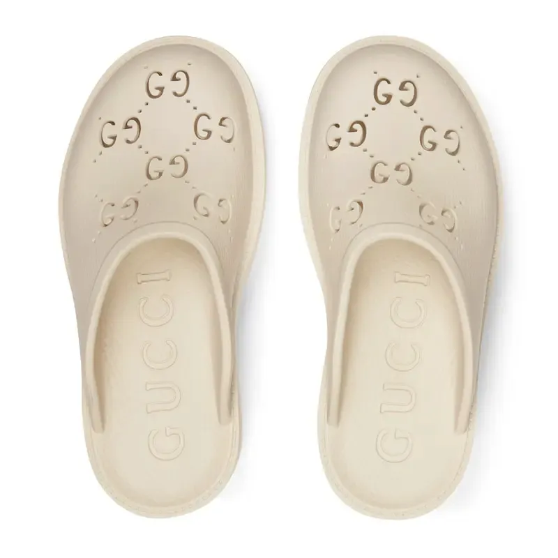 Gucci white Ladies' hollowed out G platform slippers