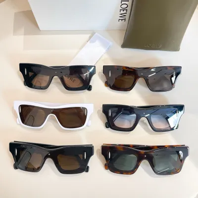 Loewe square frame glasses blue orange/black brown/black sepia/white/leopard brown/leopard green color Size 54口16-145