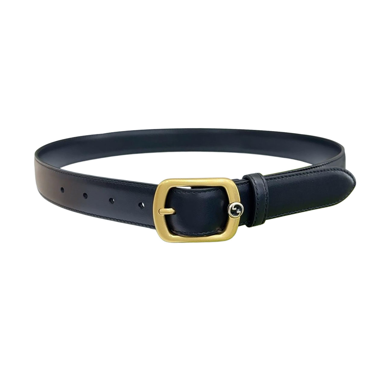 Gucci Cinto Retangular com Fivela para Mulheres em Bezerro Liso Preto/Café/Marrom/Vermelho com Acabamento Dourado 30mm