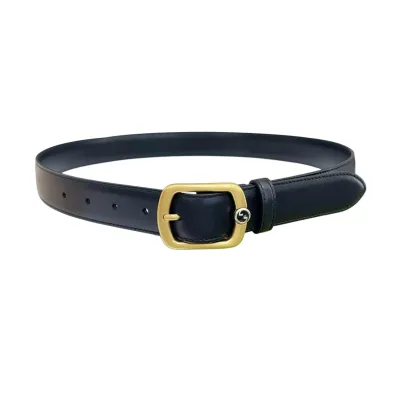 Gucci Women's Rectangular Buckle Belt In Black/Coffee/Brown/Red Smooth Calfskin With Gold Hardware 30mm