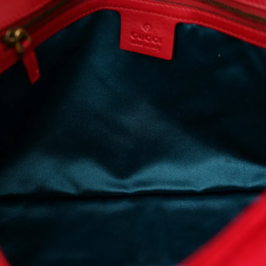Gucci Medium GG Marmont Shoulder Bag Hibiscus Red Velvet Matelassé Leather Aged Gold Hardware