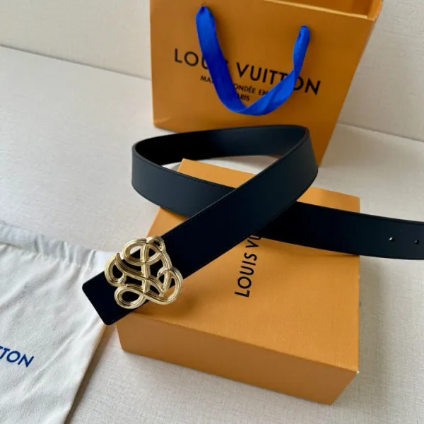 Louis Vuitton Men's Dynasty Belt In Black/Brown/Coffee Calfskin With Gold/Silver Hardware 34mm - Image 4