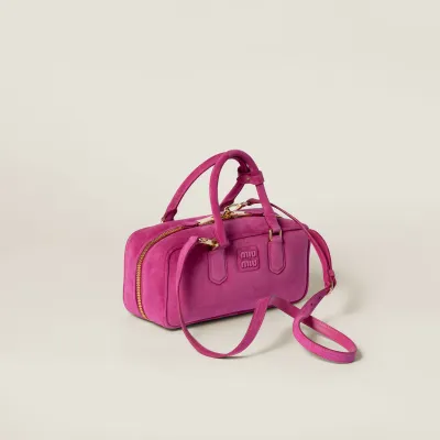 Miu Miu Arcadie Suede Leather Pink Top-Handle Bags