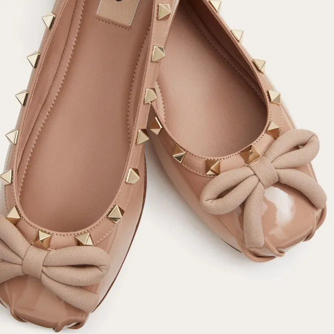 VALENTINO Studded patent leather ballet flats
