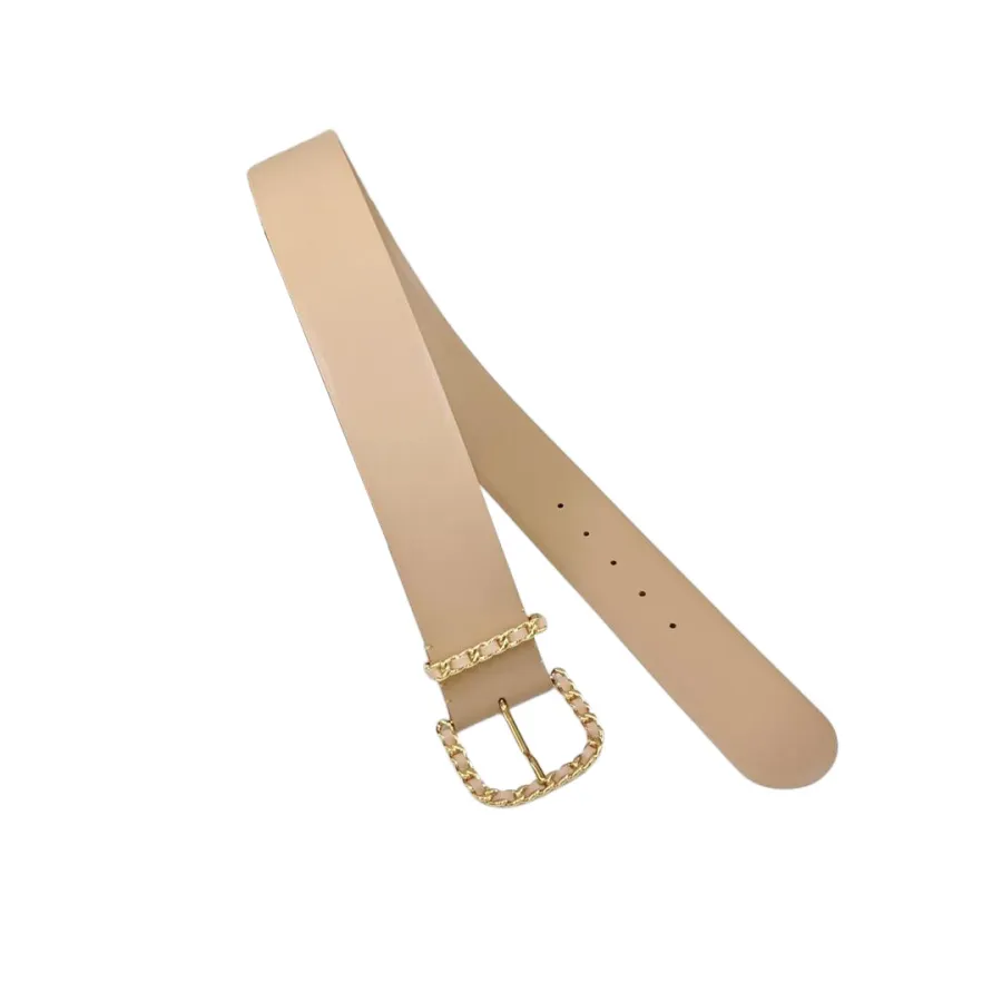 Chanel Chain Buckle Belt In Beige/Pink/Black/Blue Calfskin With Gold Hardware 50mm