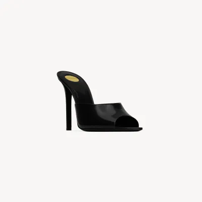 Yves Saint Laurent Black leather pointy sandals high heels slippers