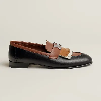 HERMES Royal Brown and  Black  Loafers