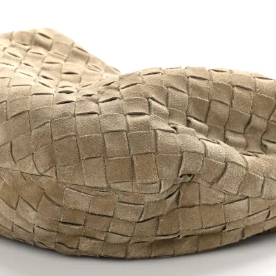 Bottega Veneta Maxi Teen Intrecciato Jodie Hobo Beige Suede & Calfskin Leather