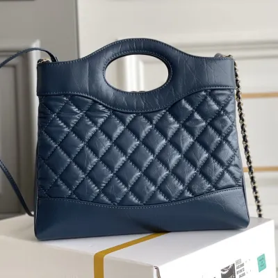 Chanel Oil Wax Leather Blue / Black Crossbody Bags