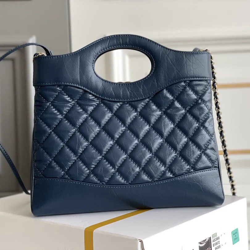 Chanel Oil Wax Leather Blue / Black Crossbody Bags