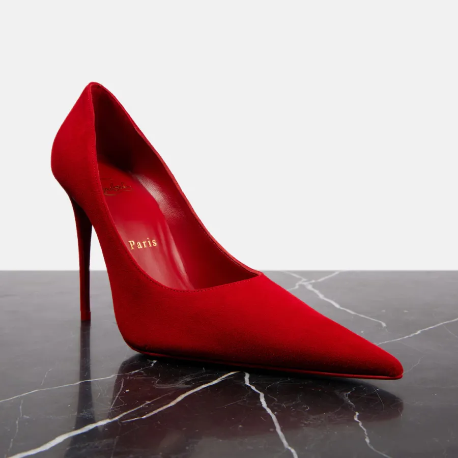 Christian Louboutin Suede red pointy stiletto heels