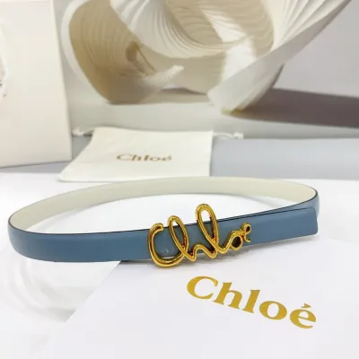 Chloe Logo Buckle Belt In White/Blue/Green/Orange/Black/Pink Calfskin With Gold Hardware 20mm