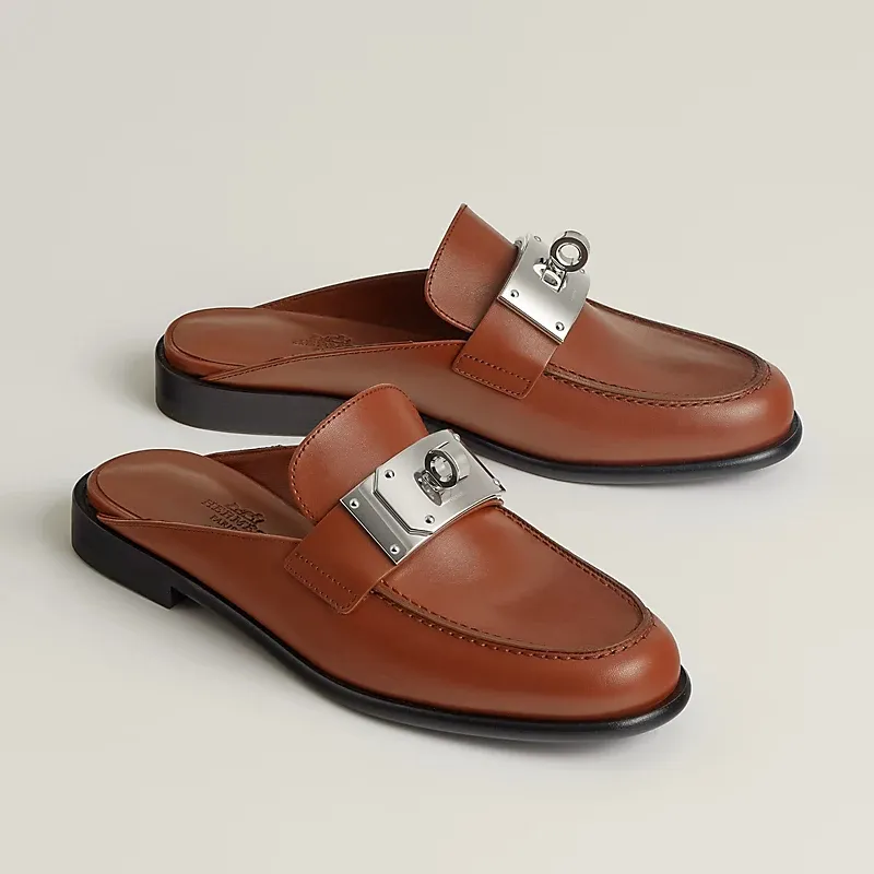 HERMES Iota Mule Brown Slippers