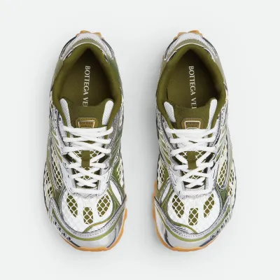 Bottega Veneta Orbit Sneakers In Silver/Mud Technical Fabric And Mesh Lace-Up Sneaker