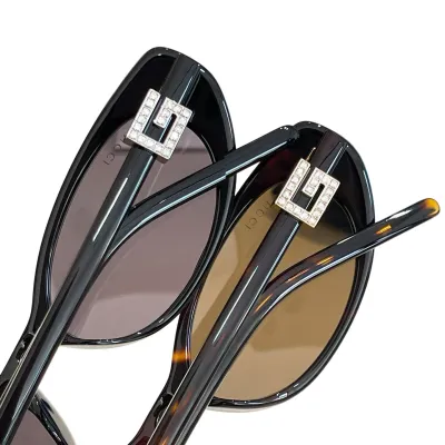 Gucci Oval glasses black silver/leopard gold color Size 52口17-140