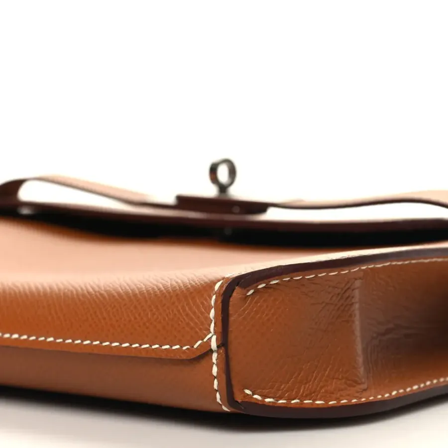Hermès Kelly Dépêches 25 Pouch Brown Epsom Leather Silver Hardware