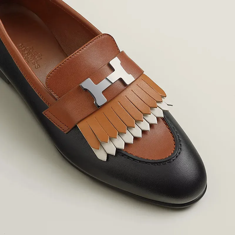 HERMES Royal Brown and  Black  Loafers