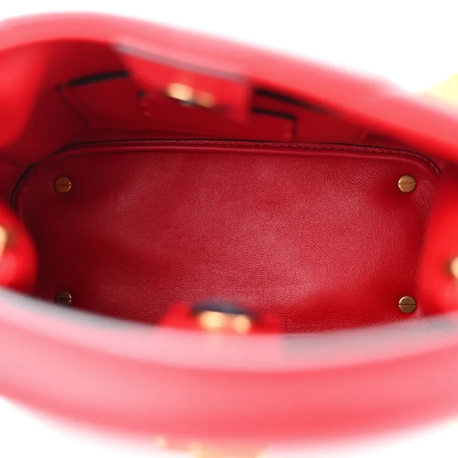 Valentino Garavani Small Roman Stud The Handle Bag Rouge Pur Nappa Leather Gold Hardware