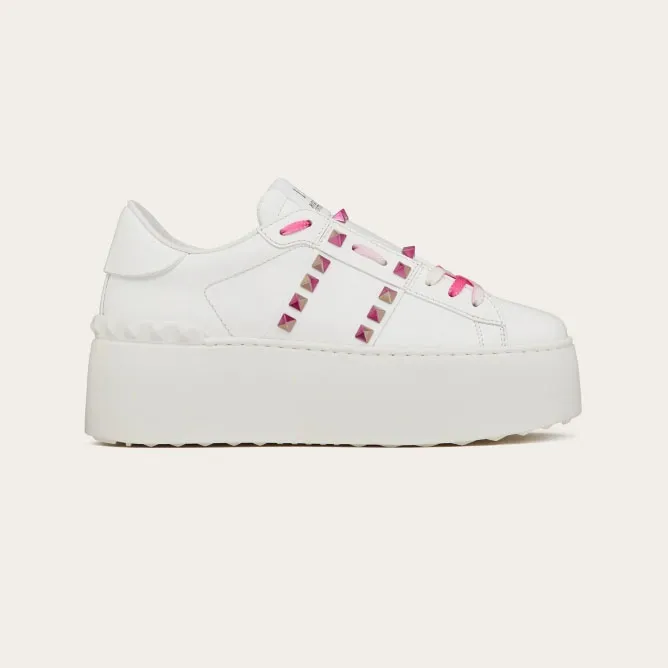 VALENTINO Women's multicolored studded calfskin platform sneakers
