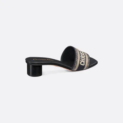 Dior black square head slippers High-heeled slippers