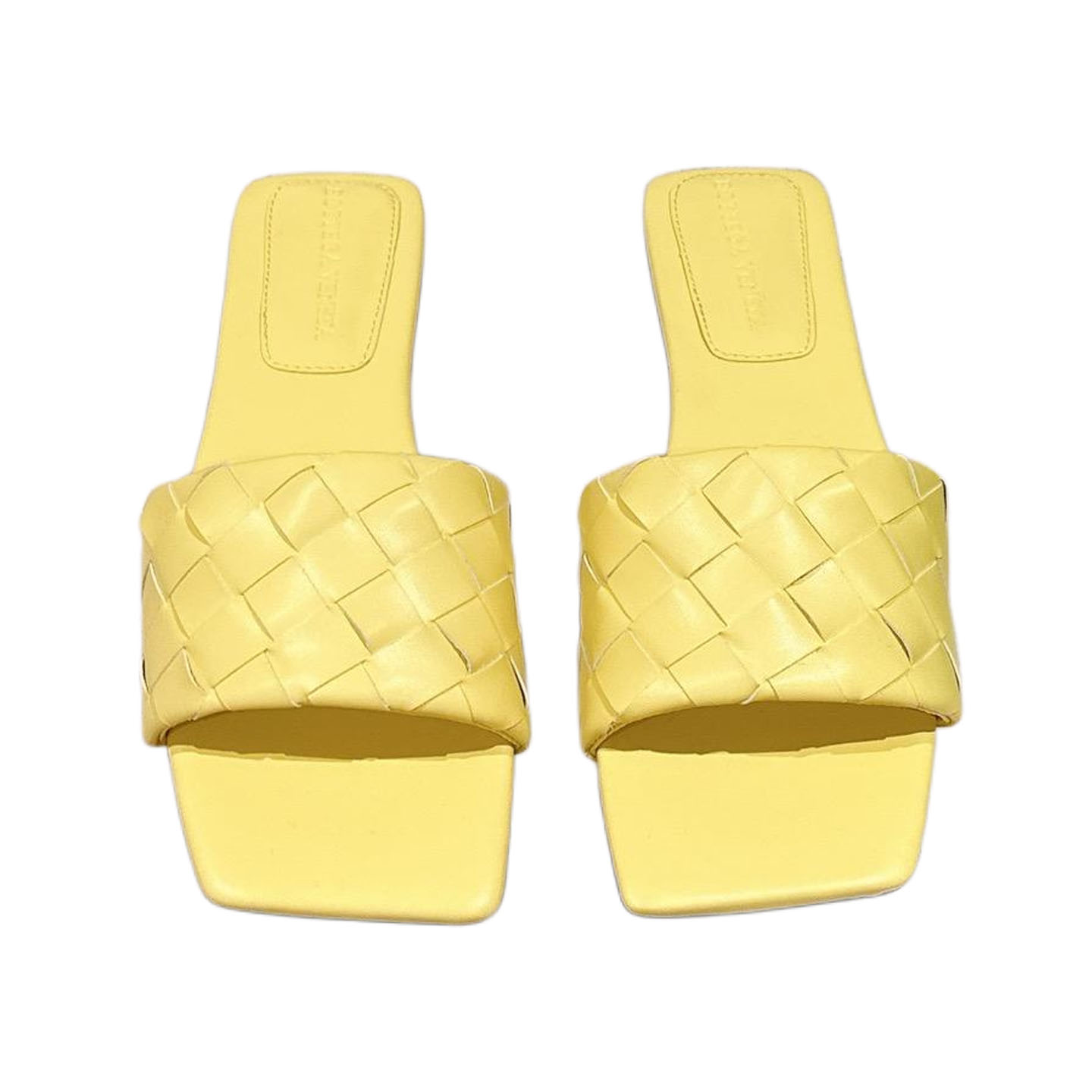 Bottega Veneta Parco Mule Em Couro Intrecciato Amarelo Sandália Mule Plana