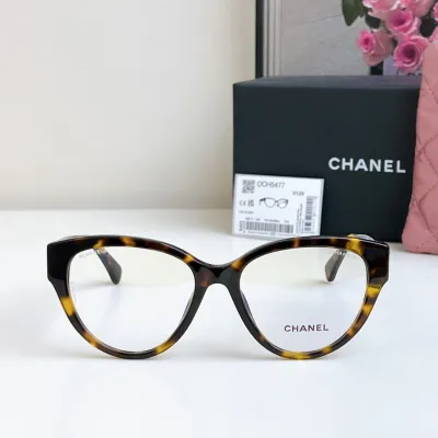 CHANEL glasses leopard-print black gold color size 55口16-140