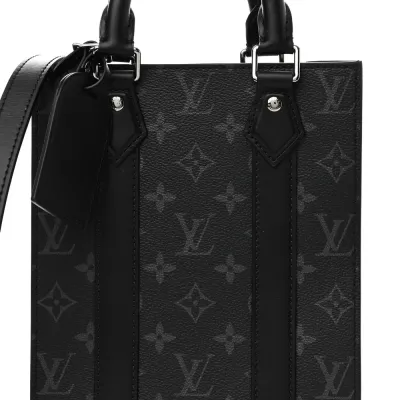 Louis Vuitton Mini Sac Plat Monogram Eclipse Canvas Silver Hardware