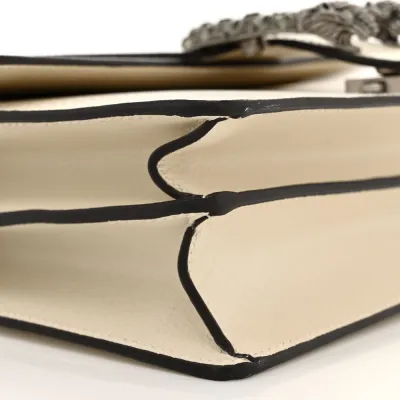 Gucci Small Dionysus Shoulder Bag Mystic White Textured Calfskin Leather & Crystal Aged Silver Hardware