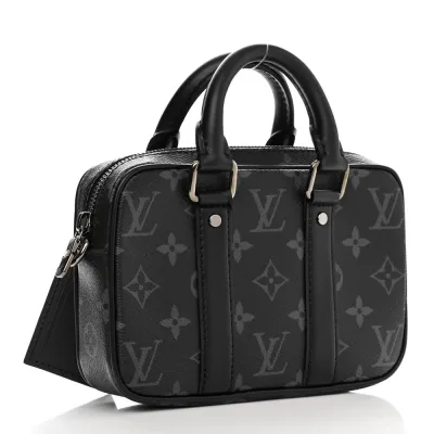 Louis Vuitton Nano Porte Documents Voyage BB Black Monogram Eclipse Canvas Silver Hardware