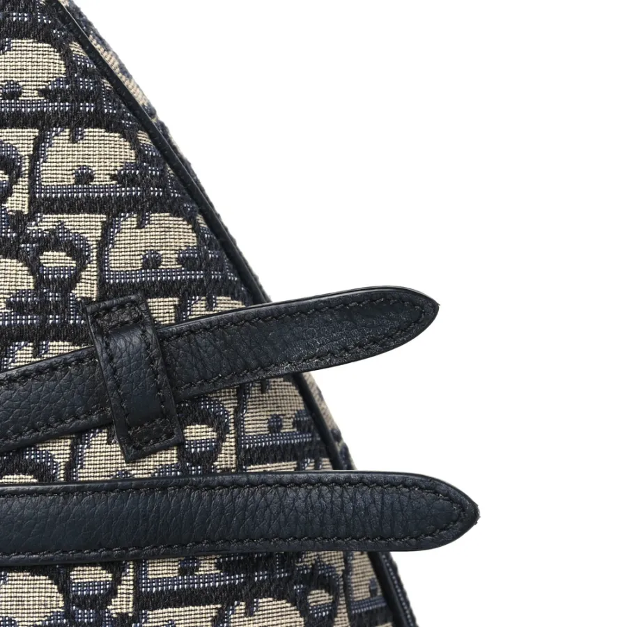 Dior Medium Men’s Saddle Bag Blue Oblique Canvas Silver Hardware