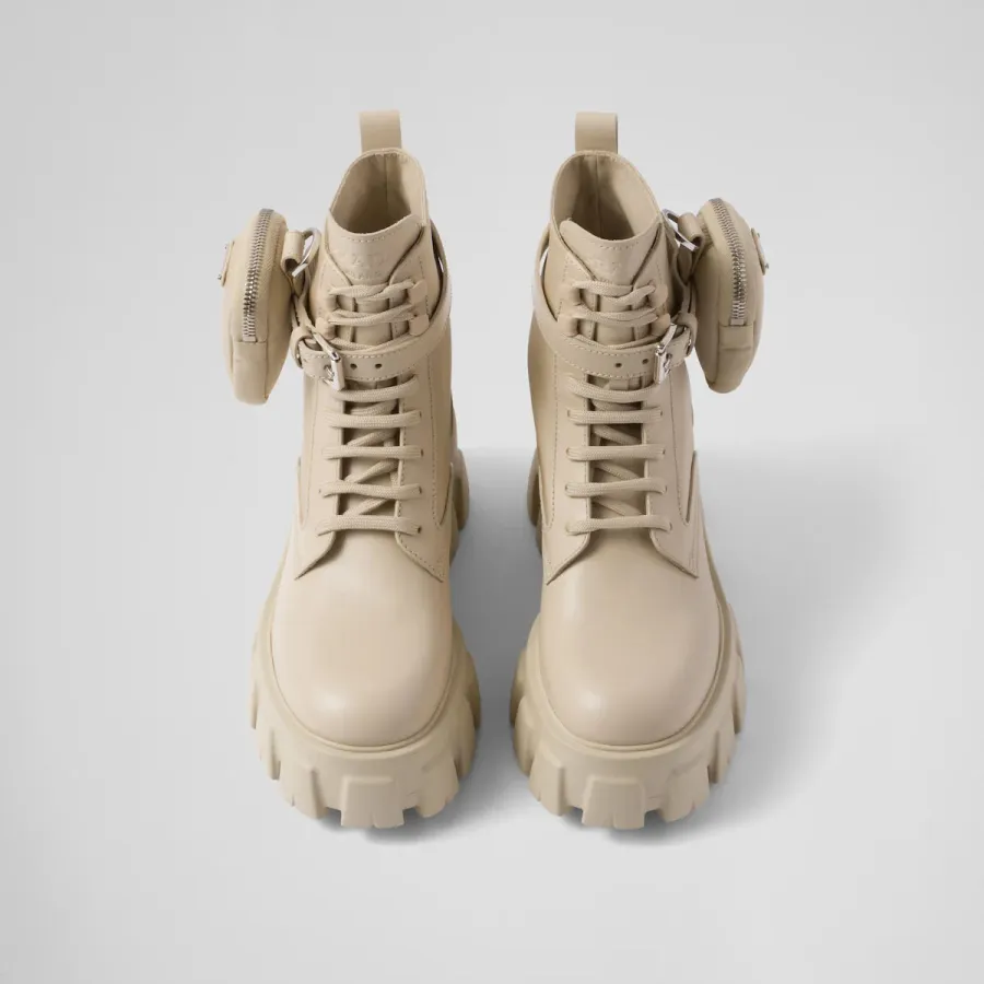 PRADA Desert Yellow marbled leather boots (with bag)