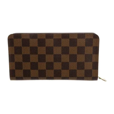 Louis Vuitton Large Zippy Wallet Damier Ebene Coated Canvas Gold Hardware