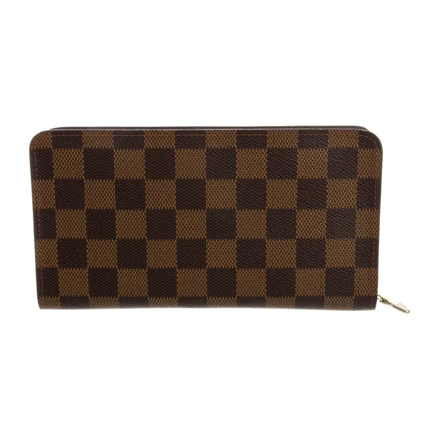 Louis Vuitton Large Zippy Wallet Damier Ebene Coated Canvas Gold Hardware