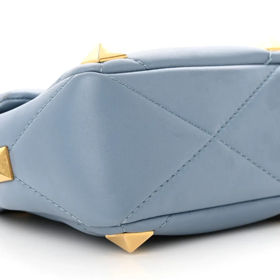 Valentino Garavani Large Roman Stud Shoulder Bag Niagara Nappa Leather Gold Hardware