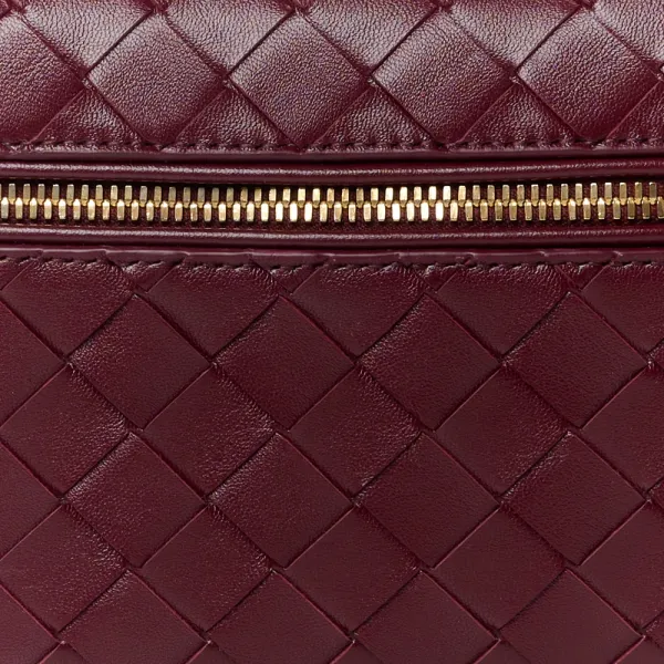 Bottega Veneta Intrecciato Bang Bang Vanity Case Cherry Nappa Leather Gold Hardware - Image 8