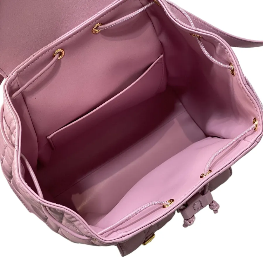 Dior Medium Dior Caro Backpack In Purple/Blue/Burgundy/Beige/White/Black Macrocannage Lambskin Gold Hardware