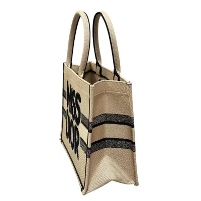 Dior Medium Dior Book Tote Beige And Black Miss Dior Graffiti Embroidery