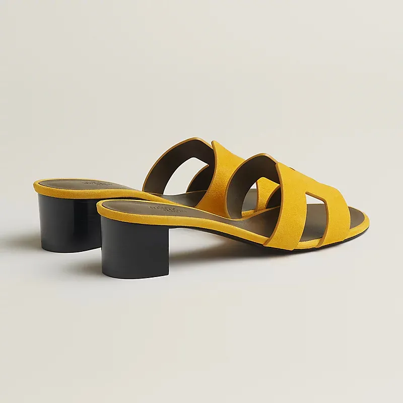 HERMES Oasis Slippers High-heeled slippers Yellow High Heels Sandal