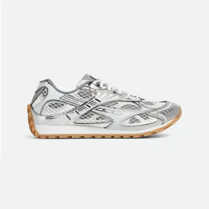 Bottega Veneta Orbit Sneakers In Silver Technical Fabric And Mesh Lace-Up Sneaker