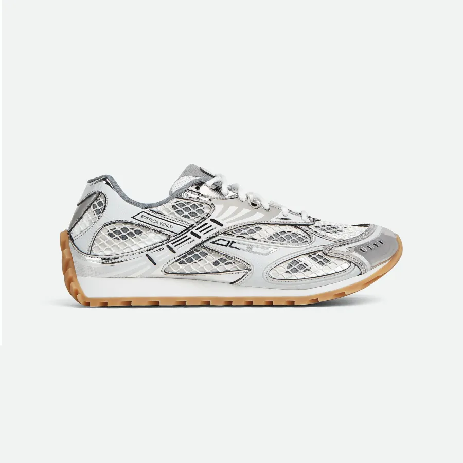 Bottega Veneta Orbit Sneakers In Silver Technical Fabric And Mesh Lace-Up Sneaker