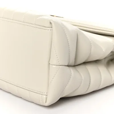 Saint Laurent Medium Loulou Chain Satchel Crema Soft Y-Quilted Monogram Calfskin Leather Silver Hardware