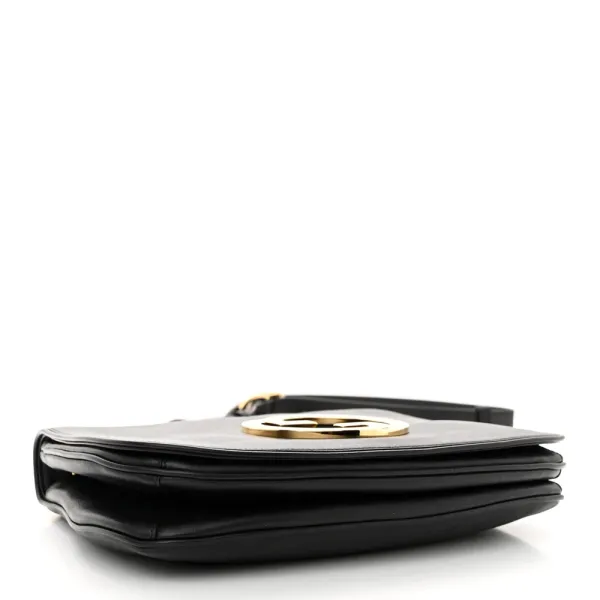 Gucci Medium Web Blondie Shoulder Flap Bag Black Roxy Calfskin Leather Gold Hardware - Image 6