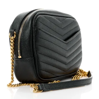 Saint Laurent Mini Lou Camera Bag Black Monogram Grain De Poudre Matelasse Leather Gold Hardware
