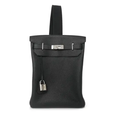 Hermès HAC à Dos GM Backpack Black Togo Leather Palladium Hardware