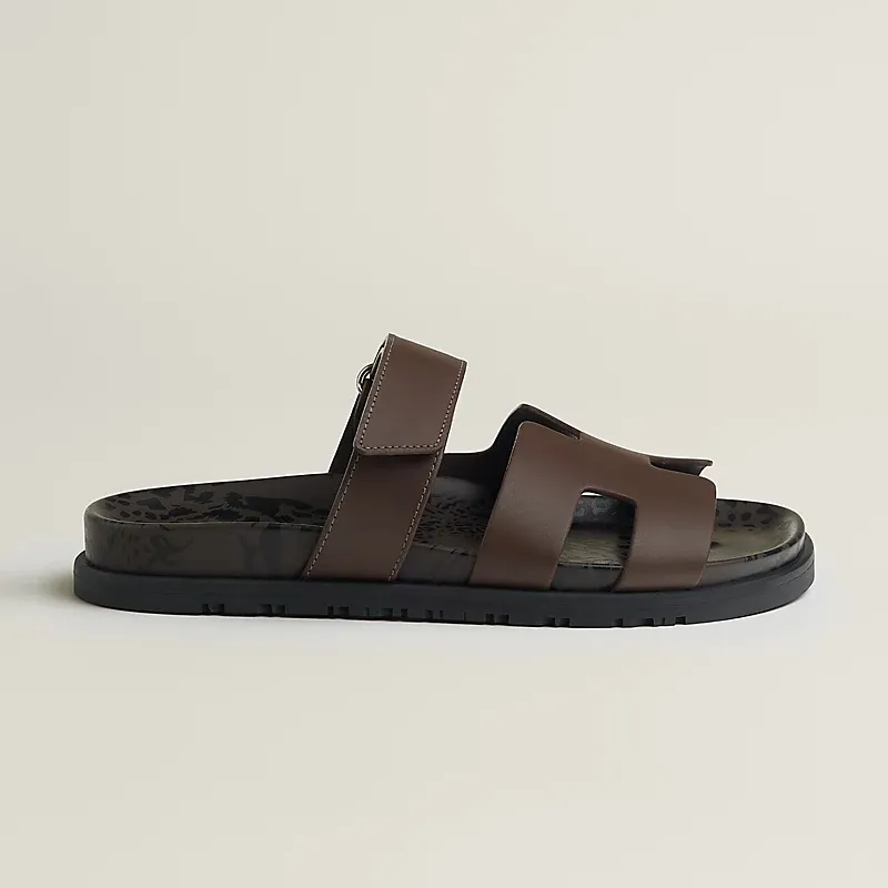 HERMES Chypre Coffee color Slippers