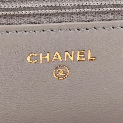 Trendy Chanel Wallet On Chain - Grey Lambskin