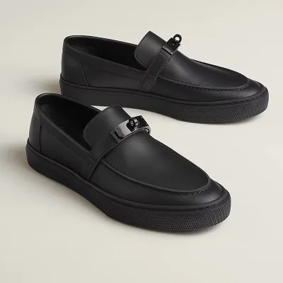 HERMES Game Black Loafers