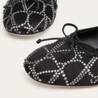 VALENTINO V logo ballet flats with imitation crystal trim