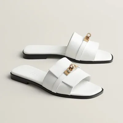 HERMES  Giulia white Slippers